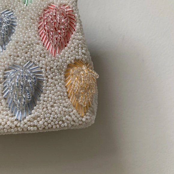 022 - Original Vintage 50s 60s Heavily Beaded Bag 
Snake chain handle - Picture 14 of 15